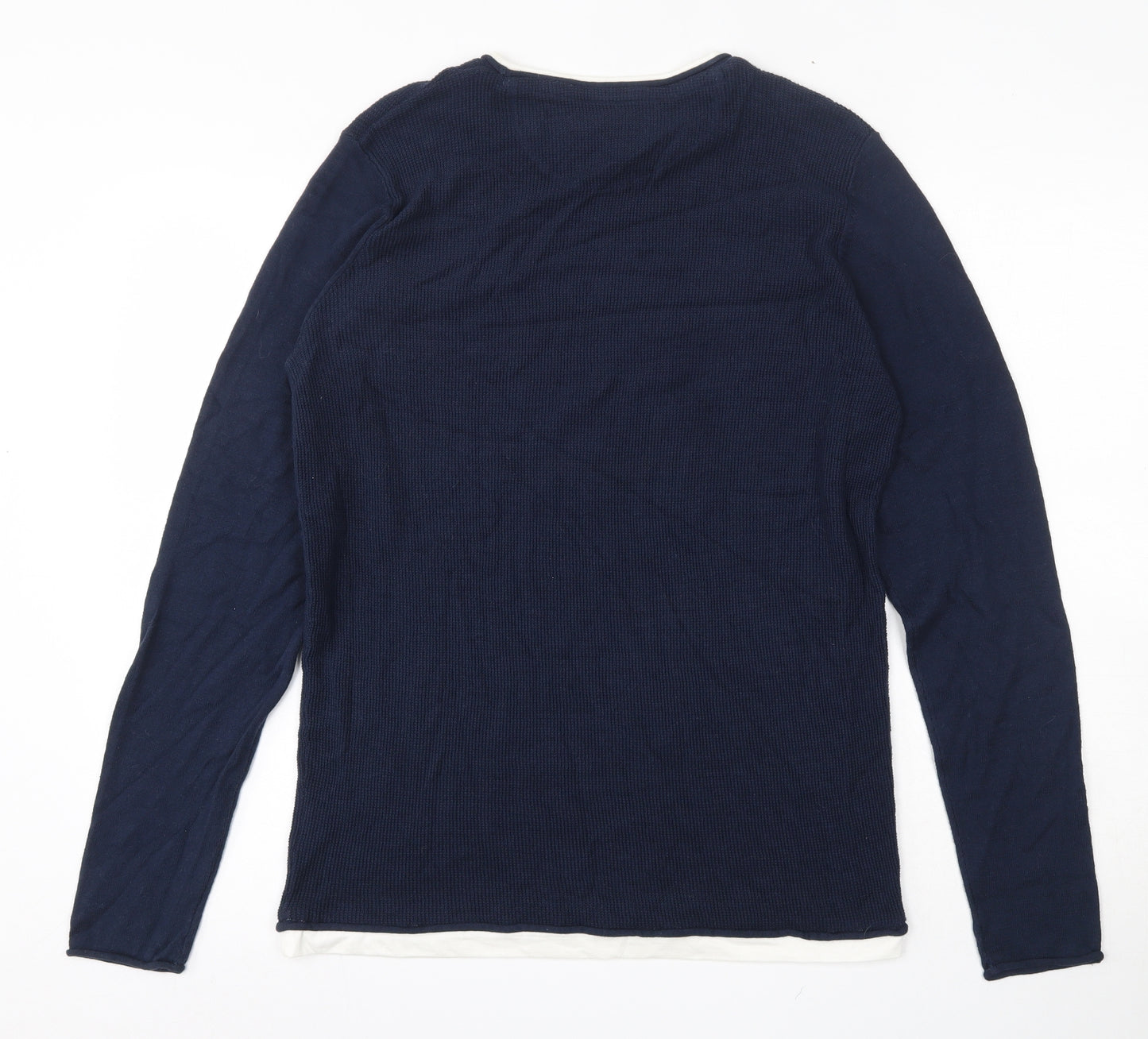 DNM Dissident Mens Blue Round Neck  Cotton Pullover Jumper Size M