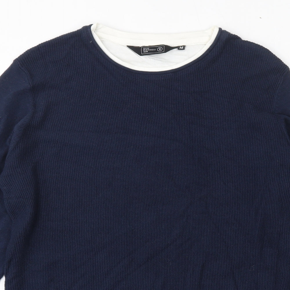 DNM Dissident Mens Blue Round Neck  Cotton Pullover Jumper Size M