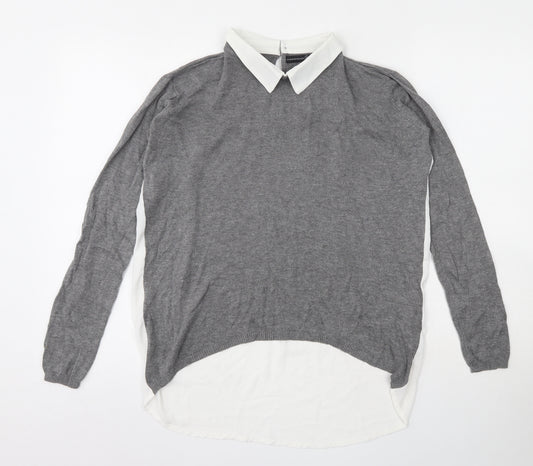 Front view of Atmosphere women’s white viscose basic blouse, size UK 8, collared