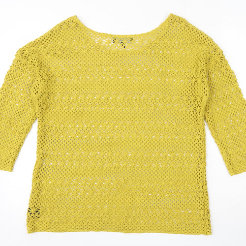 NEXT Womens Yellow Round Neck  Polyester Shrug Jumper Size 12