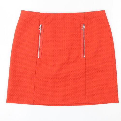 TU Womens Orange  Polyester Mini  Size 10   Zip