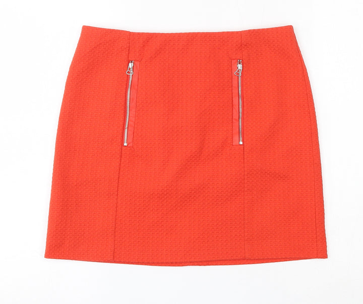 TU Womens Orange Polyester Mini Size 10 Zip