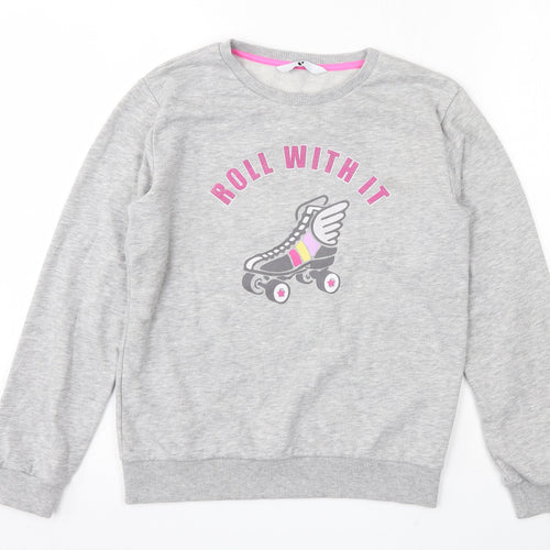 Very Girls Grey  Polyester Pullover Sweatshirt Size 12 Years
