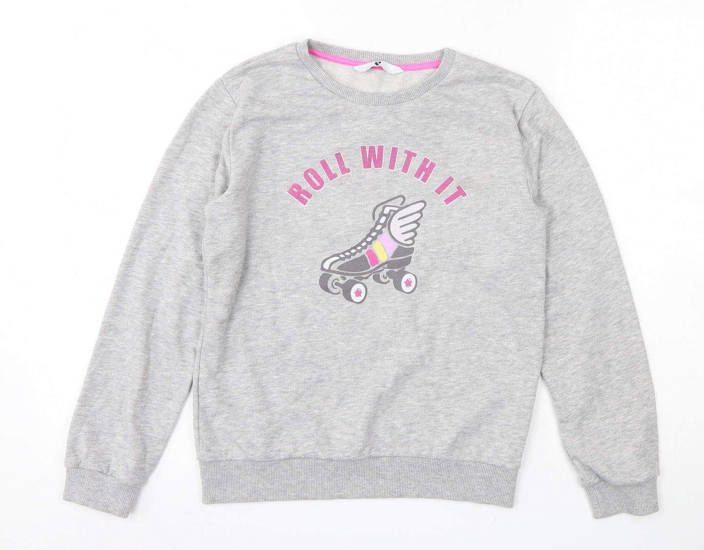 Very Girls Grey  Polyester Pullover Sweatshirt Size 12 Years