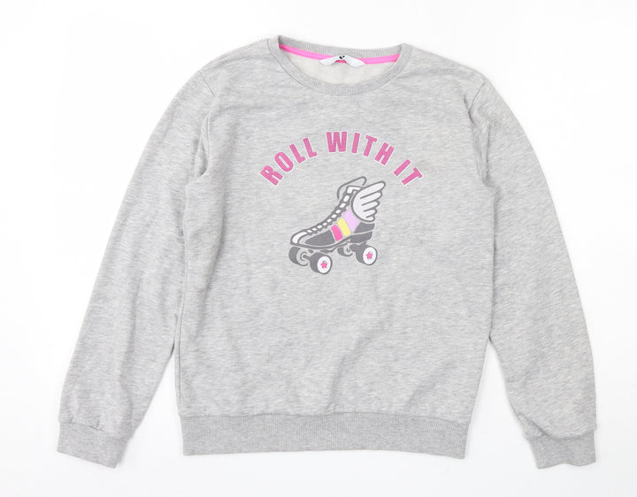 Very Girls Grey  Polyester Pullover Sweatshirt Size 12 Years
