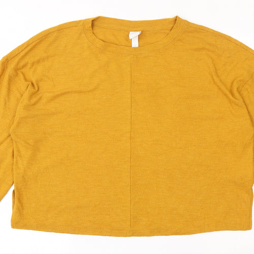 H&M Womens Orange  Polyester Cropped Blouse Size M Round Neck