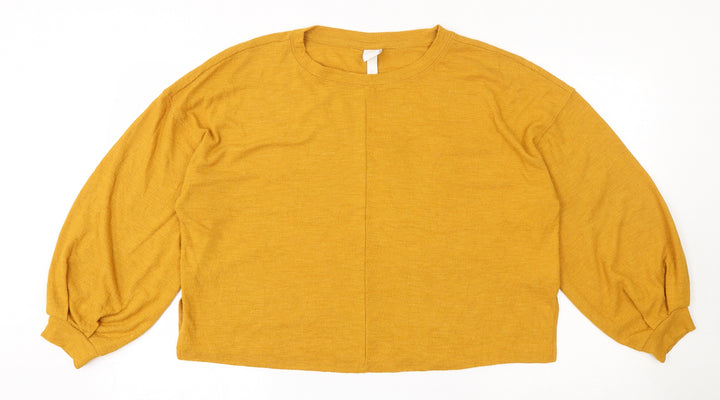 H&M Womens Orange  Polyester Cropped Blouse Size M Round Neck