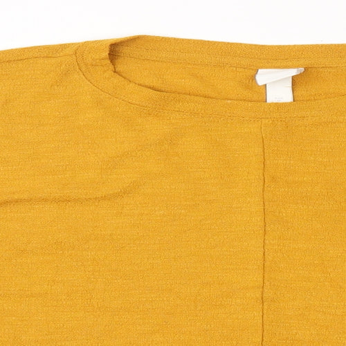 H&M Womens Orange  Polyester Cropped Blouse Size M Round Neck
