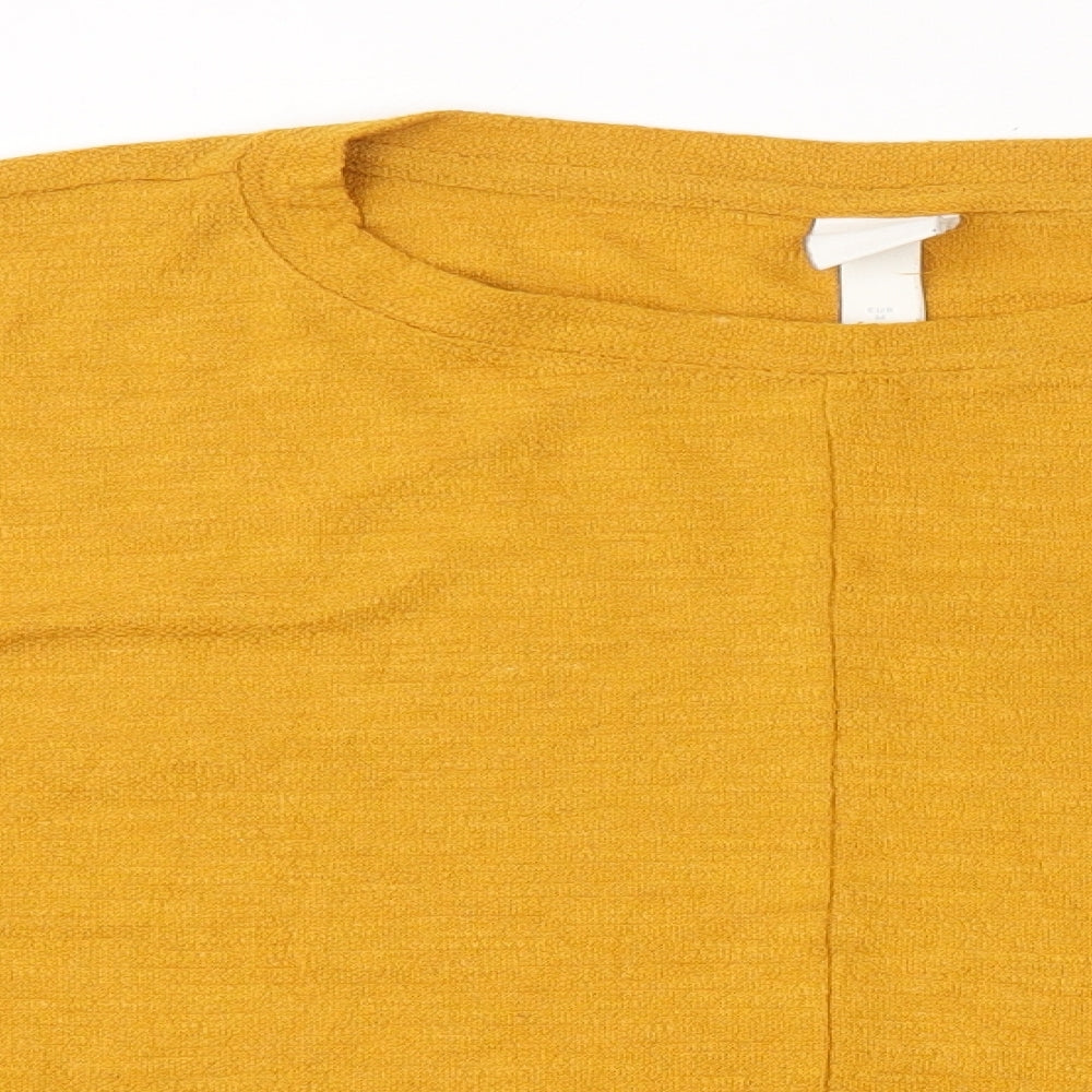 H&M Womens Orange  Polyester Cropped Blouse Size M Round Neck