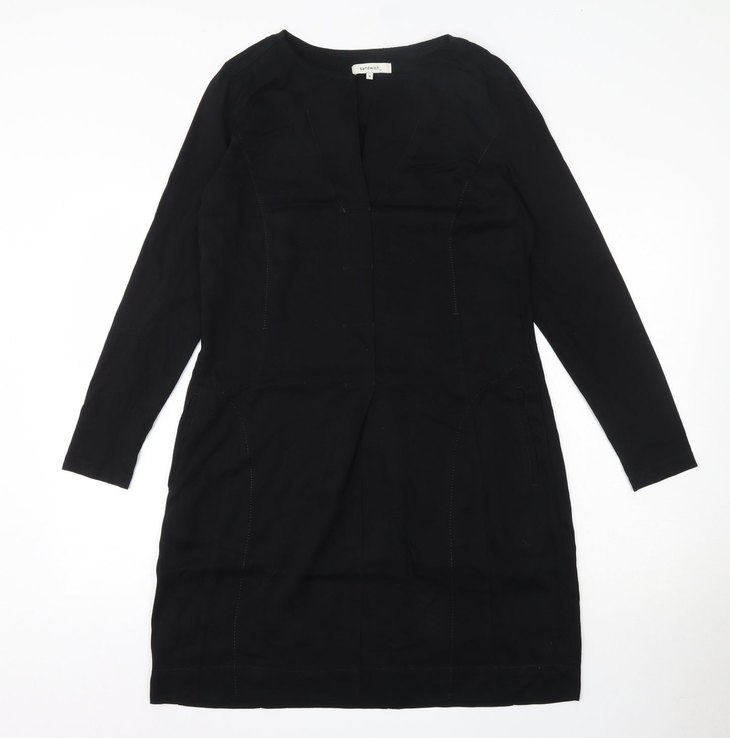 Sandwich Womens Black  Viscose Skater Dress  Size 38  Round Neck