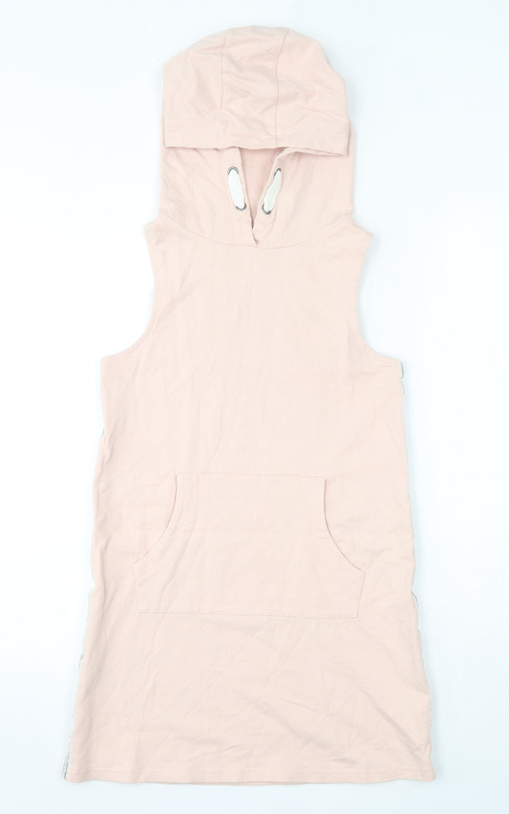 NEXT Girls Pink  100% Cotton Vest Hoodie Size 11 Years  Pullover