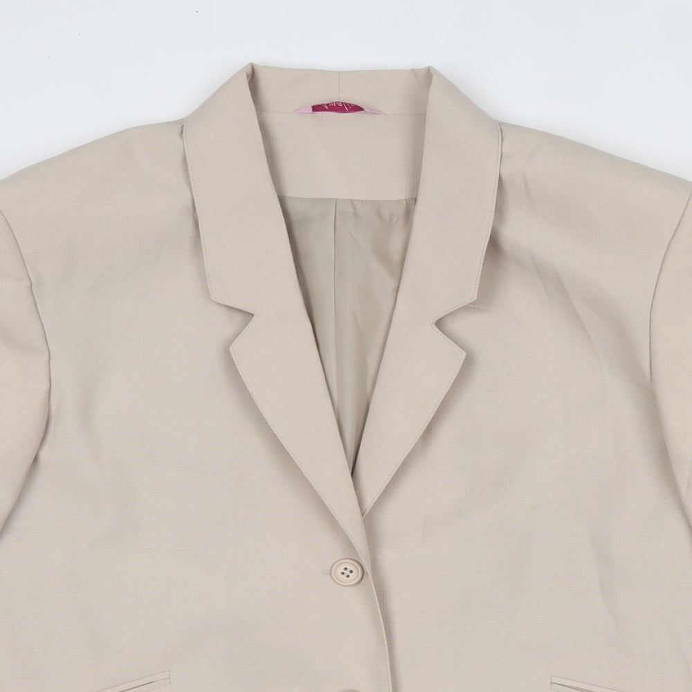 Amalina Womens Beige  100% Polyester Jacket Suit Jacket Size 16