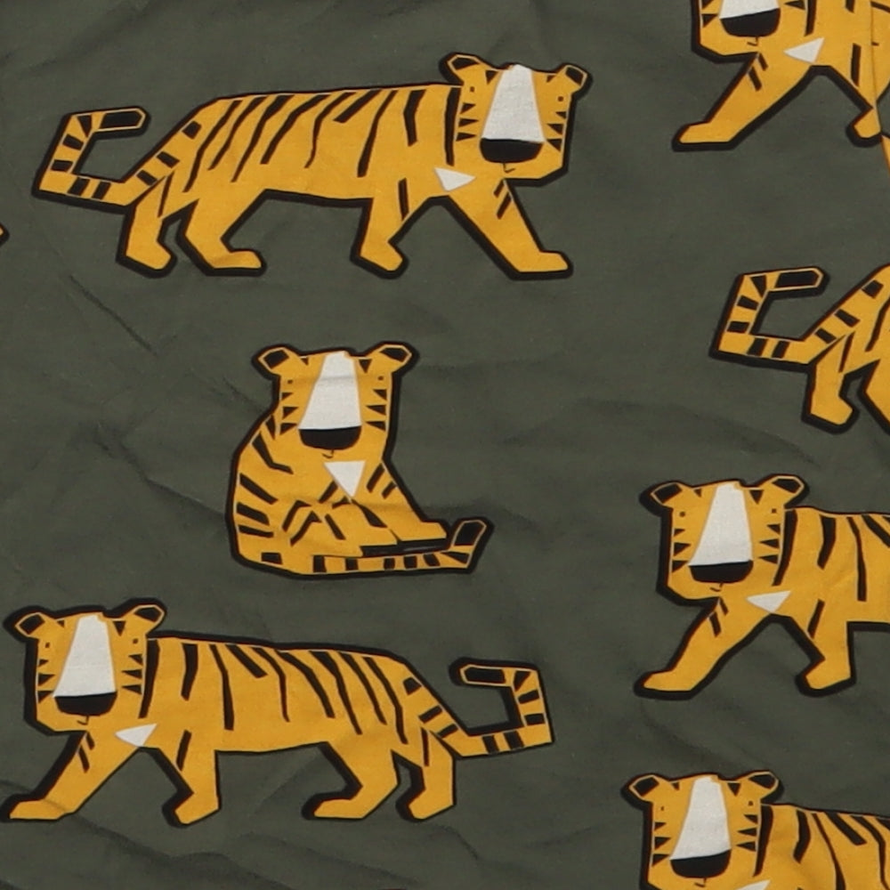 F&F Boys Green  Cotton Basic T-Shirt Size 2-3 Years Crew Neck Pullover - Tigers