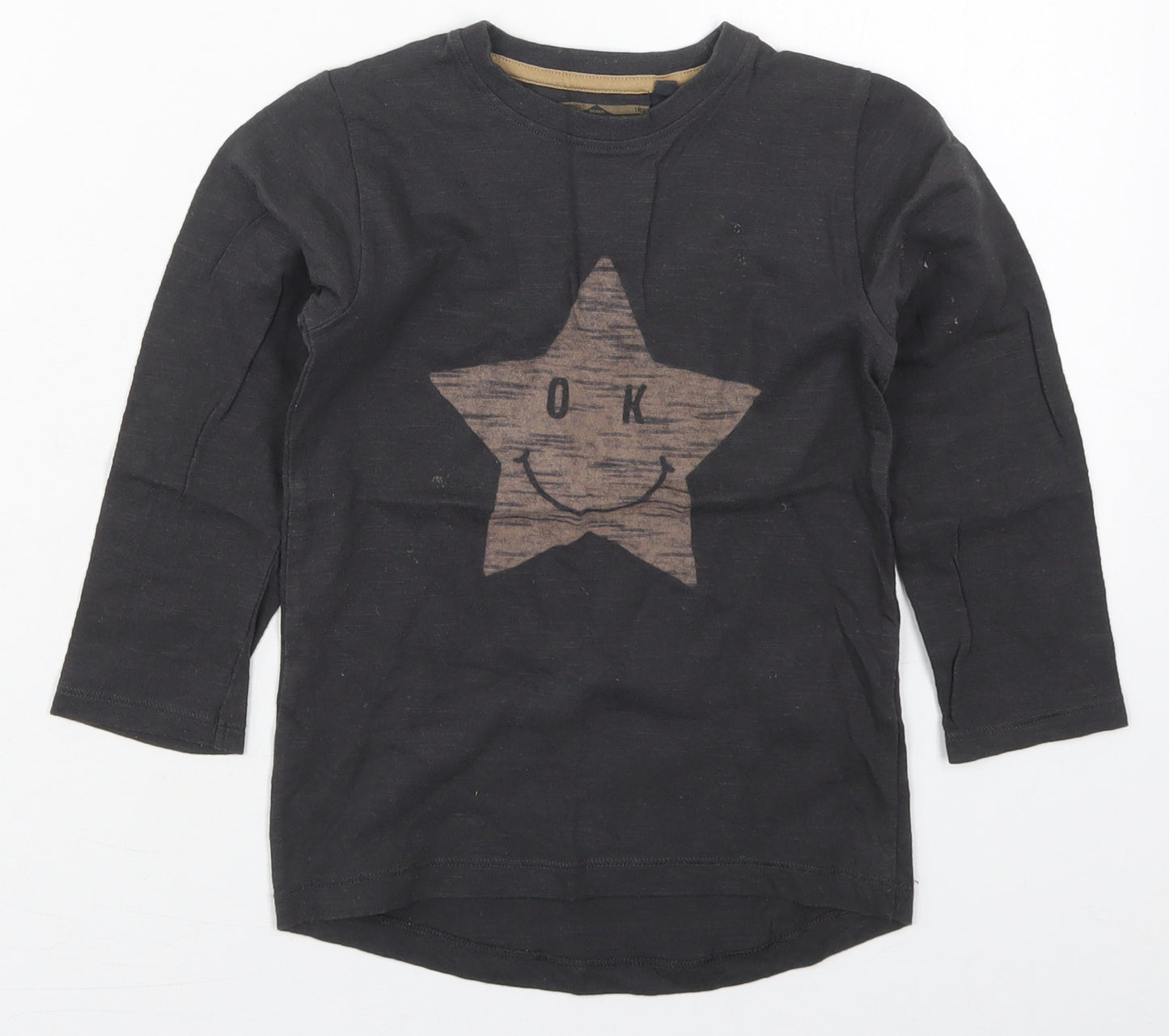 NEXT Boys Grey  Cotton Basic T-Shirt Size 2-3 Years Crew Neck Pullover - Star OK