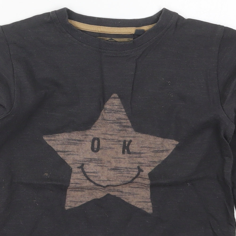 NEXT Boys Grey  Cotton Basic T-Shirt Size 2-3 Years Crew Neck Pullover - Star OK