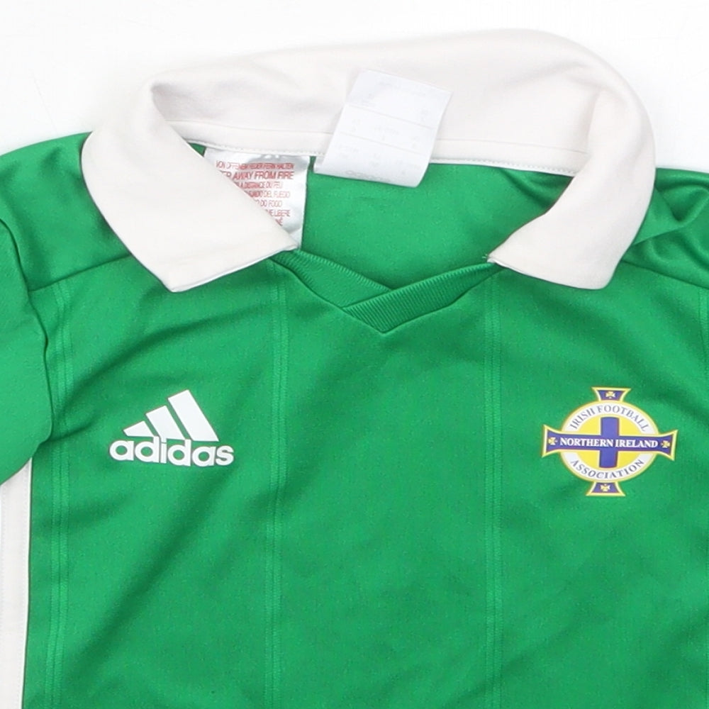 adidas Boys Green  Polyester Basic Polo Size 18-24 Months Collared Pullover - Irish Football Association