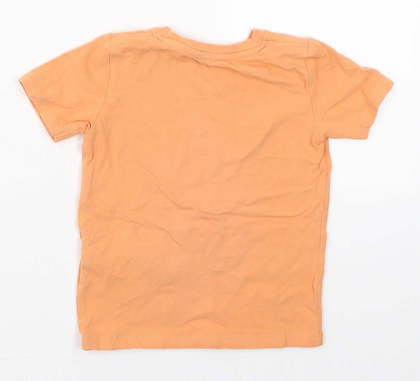name it Boys Orange  Cotton Basic T-Shirt Size 18-24 Months Crew Neck Pullover - Funky Monkey