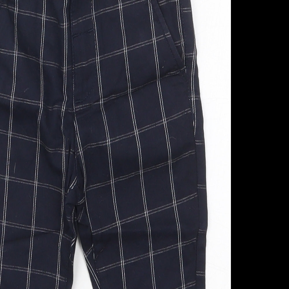 NEXT Boys Blue Check Cotton Capri Trousers Size 12-18 Months  Button