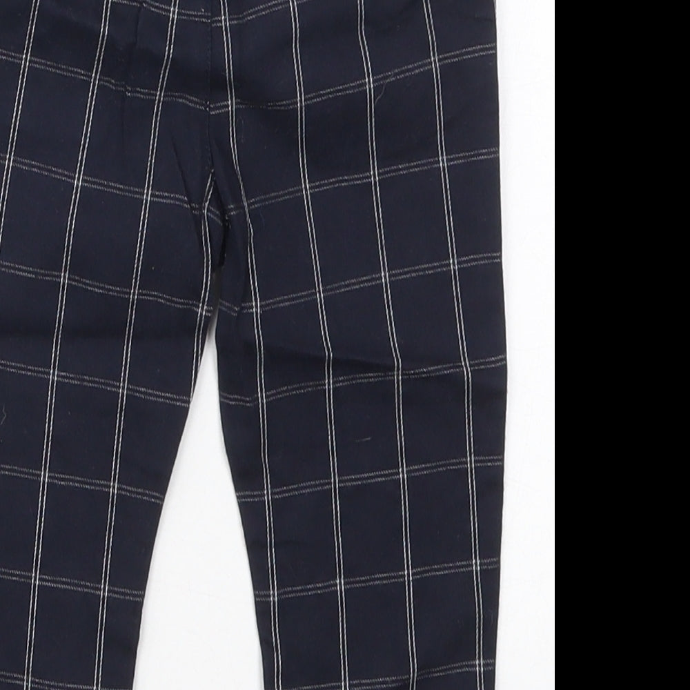 NEXT Boys Blue Check Cotton Capri Trousers Size 12-18 Months  Button