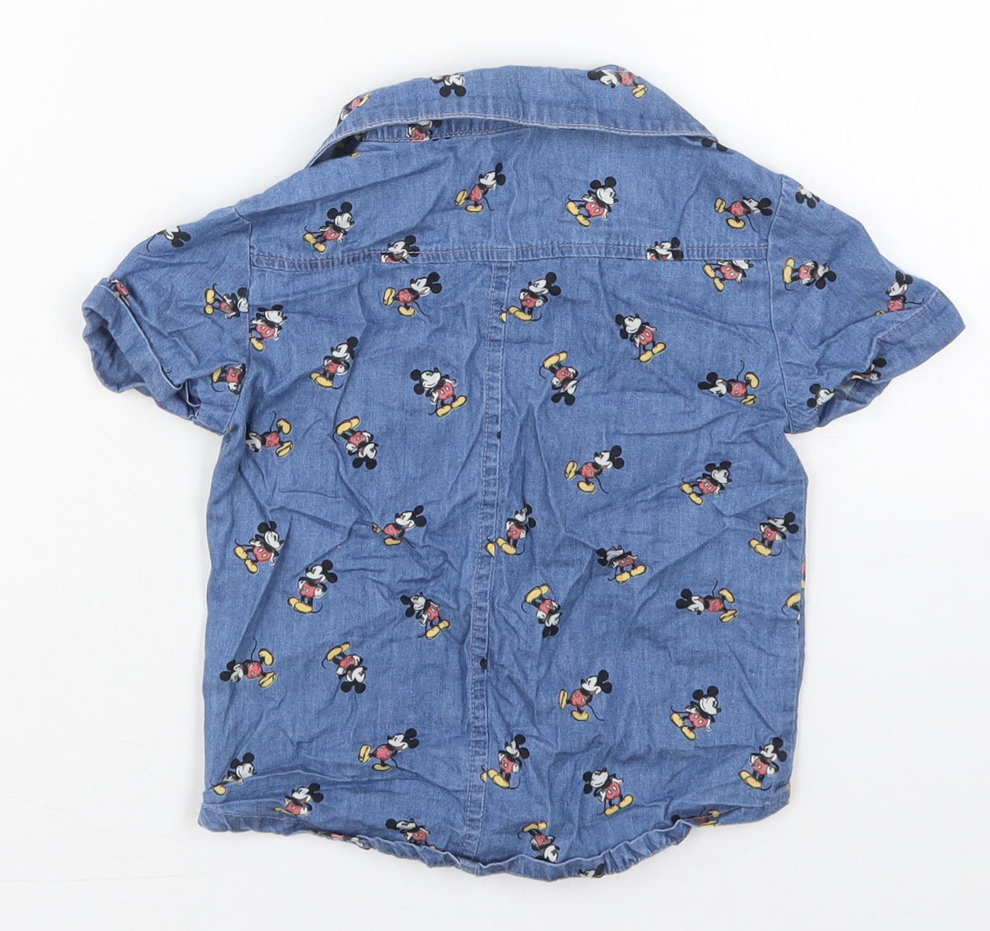 Primark Boys Blue  Cotton Basic Button-Up Size 18-24 Months Collared Button - Mickey Mouse