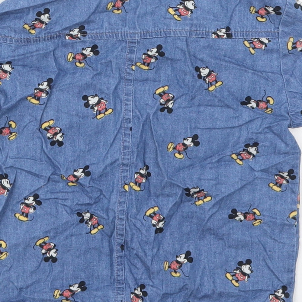 Primark Boys Blue  Cotton Basic Button-Up Size 18-24 Months Collared Button - Mickey Mouse