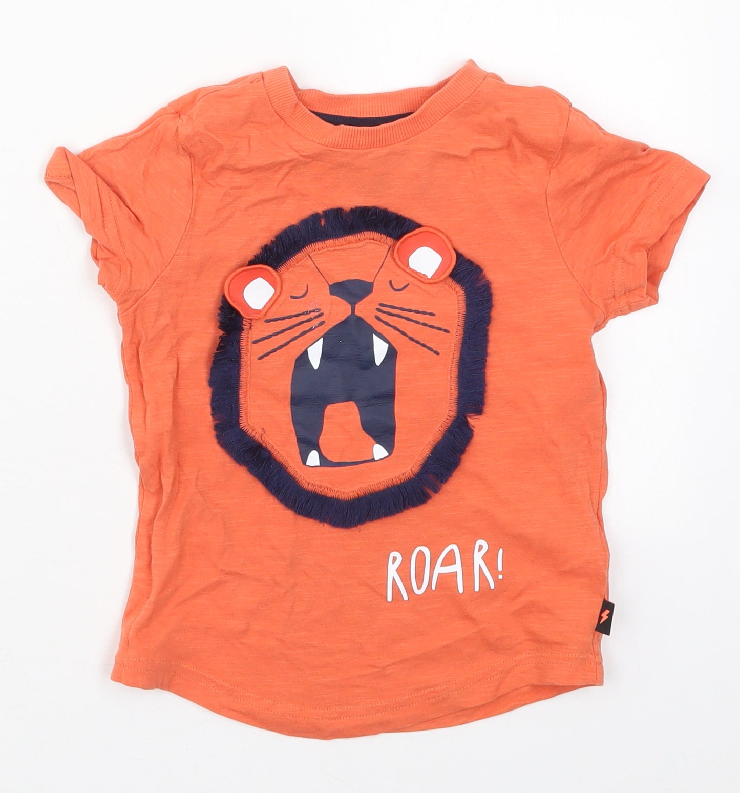 F&F Boys Orange  Cotton Basic T-Shirt Size 18-24 Months Crew Neck Pullover - Lion Roar