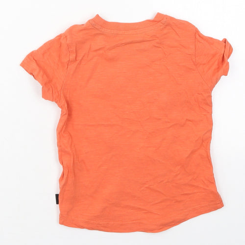 F&F Boys Orange  Cotton Basic T-Shirt Size 18-24 Months Crew Neck Pullover - Lion Roar