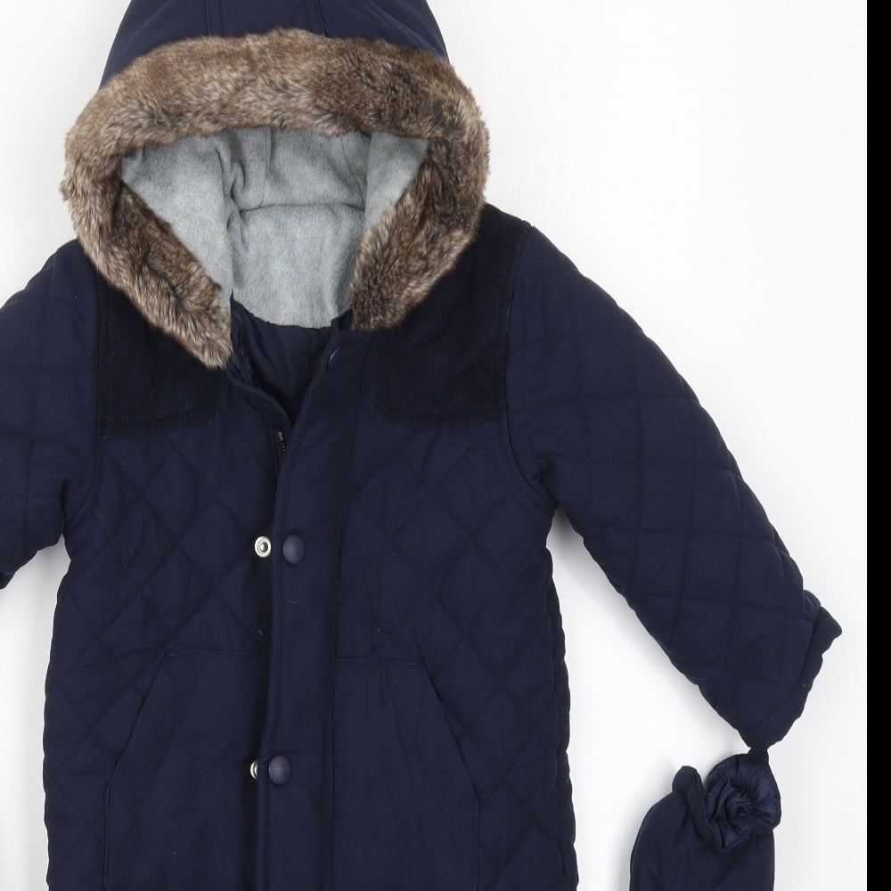 George Baby Blue   Quilted Coat Size 12-18 Months   Zip