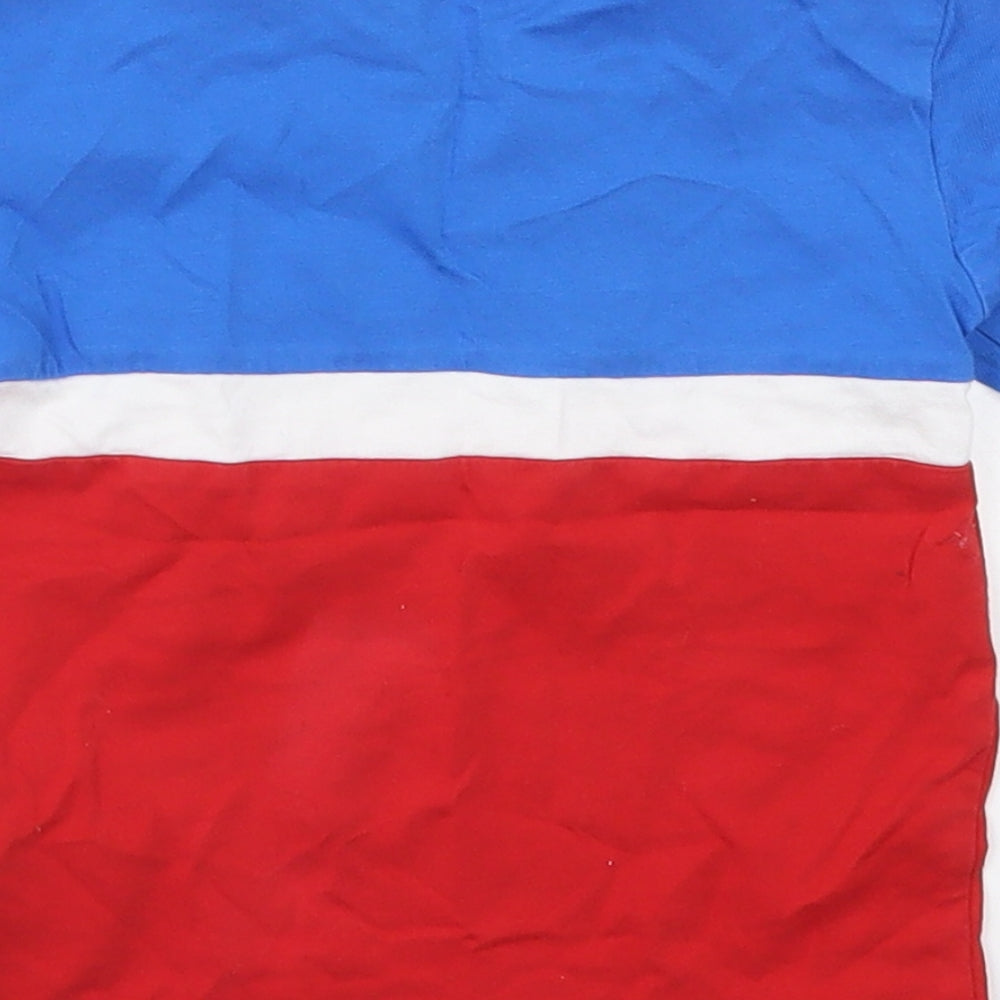 adidas Boys Red Colourblock Cotton Basic T-Shirt Size 18-24 Months Crew Neck Pullover - Blue