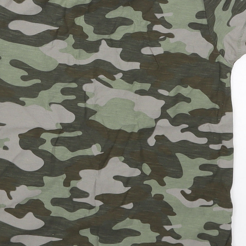 Matalan Boys Green Camouflage Cotton Basic T-Shirt Size 3-4 Years Crew Neck Pullover