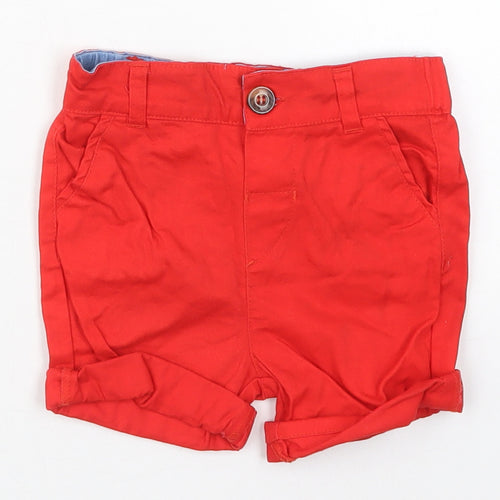 Primark Boys Red  Cotton Cropped Trousers Size 18-24 Months  Button