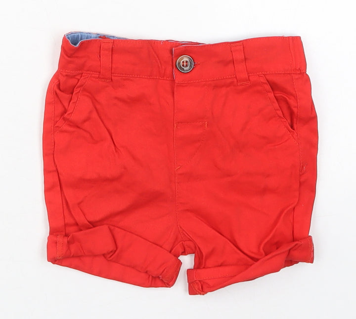 Primark Boys Red  Cotton Cropped Trousers Size 18-24 Months  Button