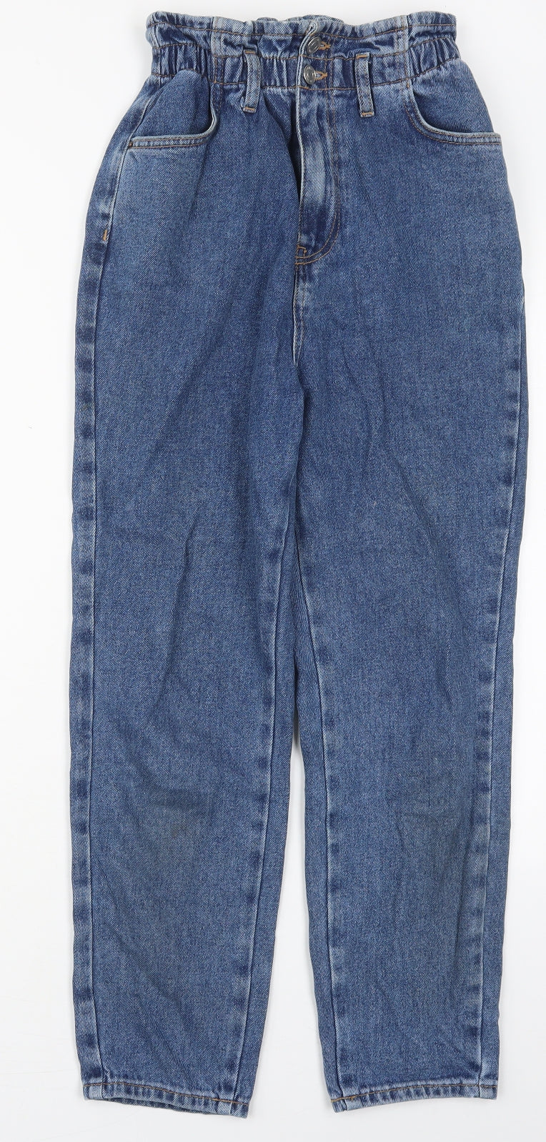 New Look Womens Blue  Cotton Mom Jeans Size 6 L25.5 in Regular Button