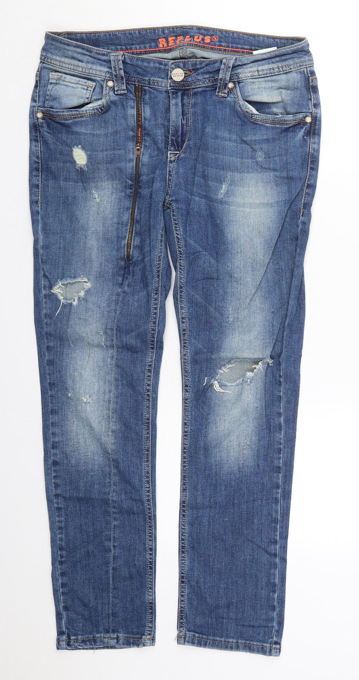 Replus Womens Blue  Cotton Skinny Jeans Size 30 in L26 in Regular Button