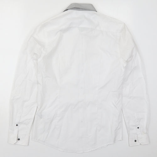 F&F Mens White  Polyester  Dress Shirt Size 14.5 Collared Button