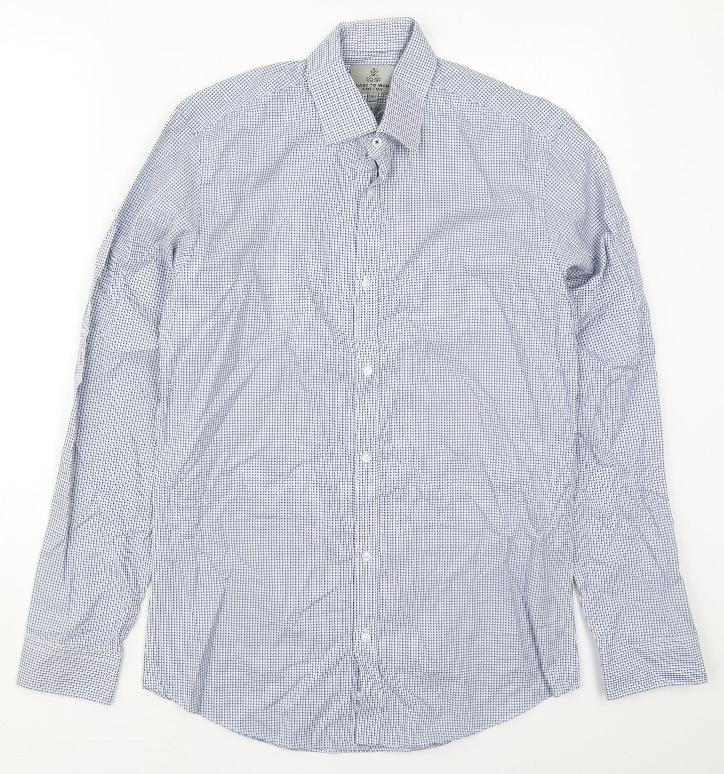Taylor & Wright Mens Blue Geometric Cotton  Button-Up Size 14.5 Collared Button