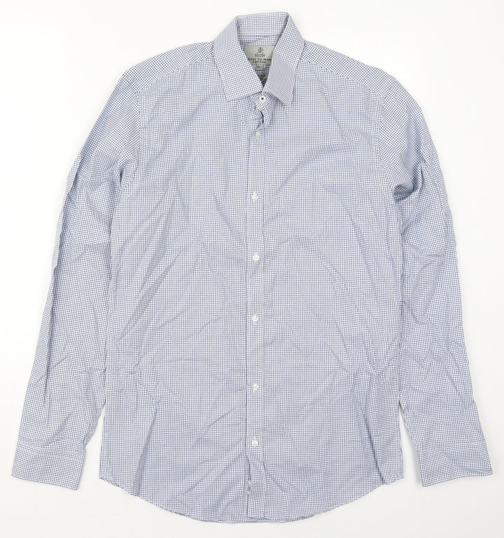 Taylor & Wright Mens Blue Geometric Cotton  Button-Up Size 14.5 Collared Button