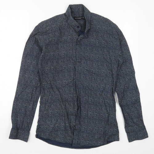 Cedar Wood State Mens Blue Geometric Cotton  Button-Up Size 14.5 Collared Button