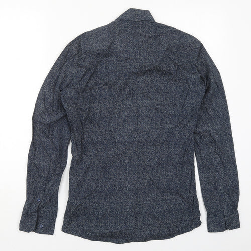Cedar Wood State Mens Blue Geometric Cotton  Button-Up Size 14.5 Collared Button