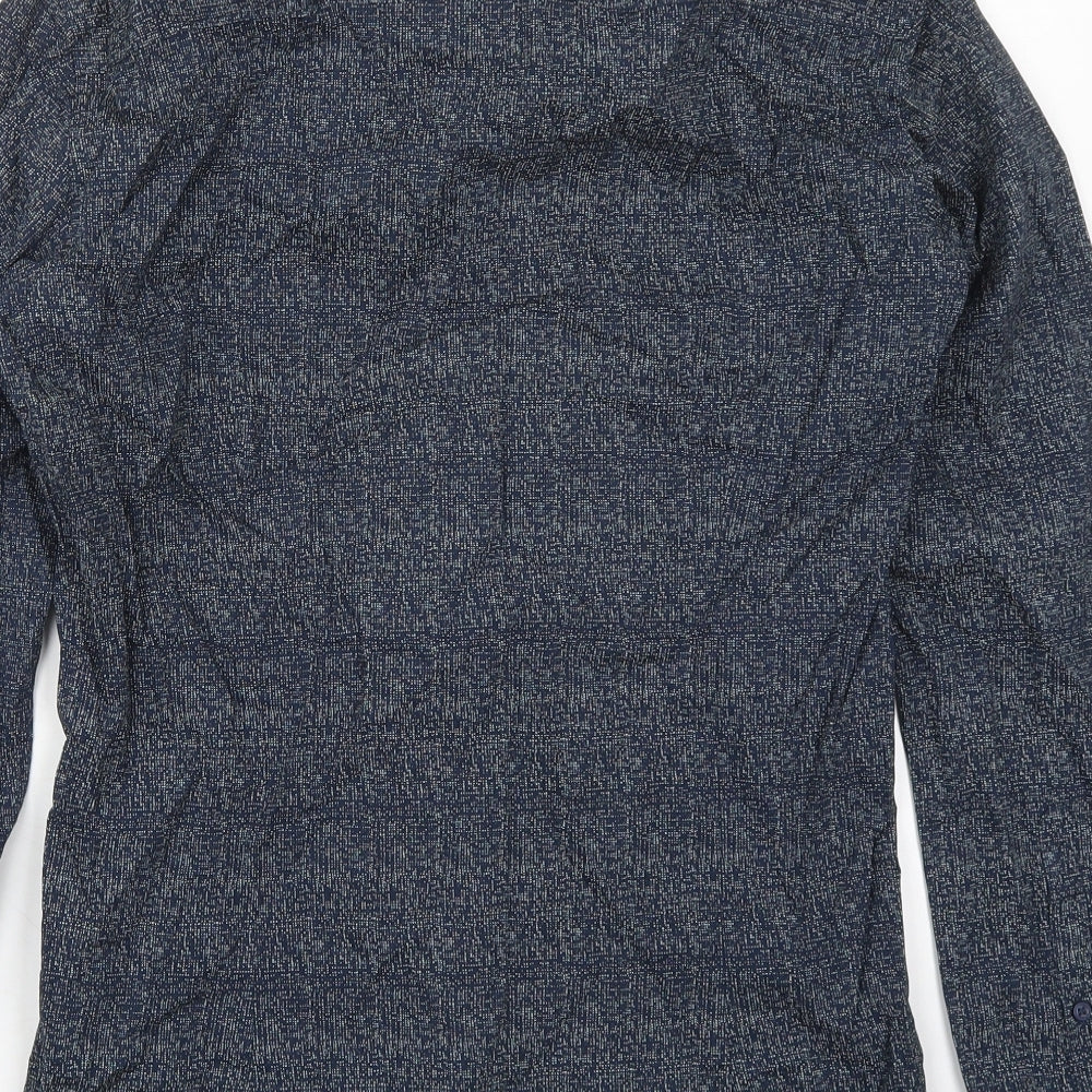 Cedar Wood State Mens Blue Geometric Cotton  Button-Up Size 14.5 Collared Button