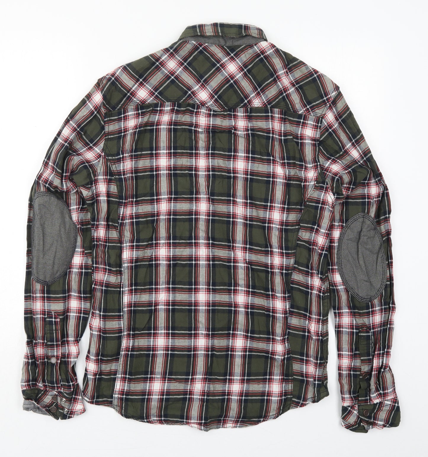JACK & JONES Mens Green Check Cotton  Button-Up Size M Collared Button