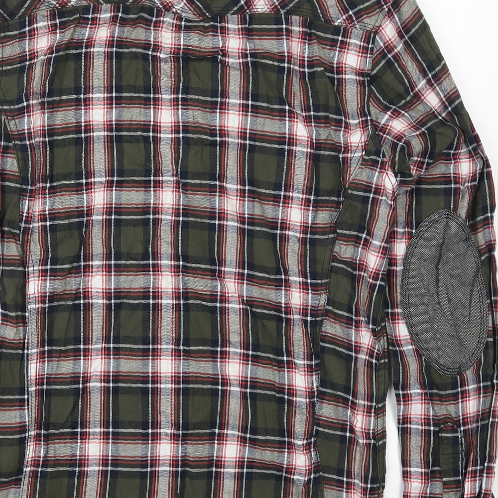 JACK & JONES Mens Green Check Cotton  Button-Up Size M Collared Button
