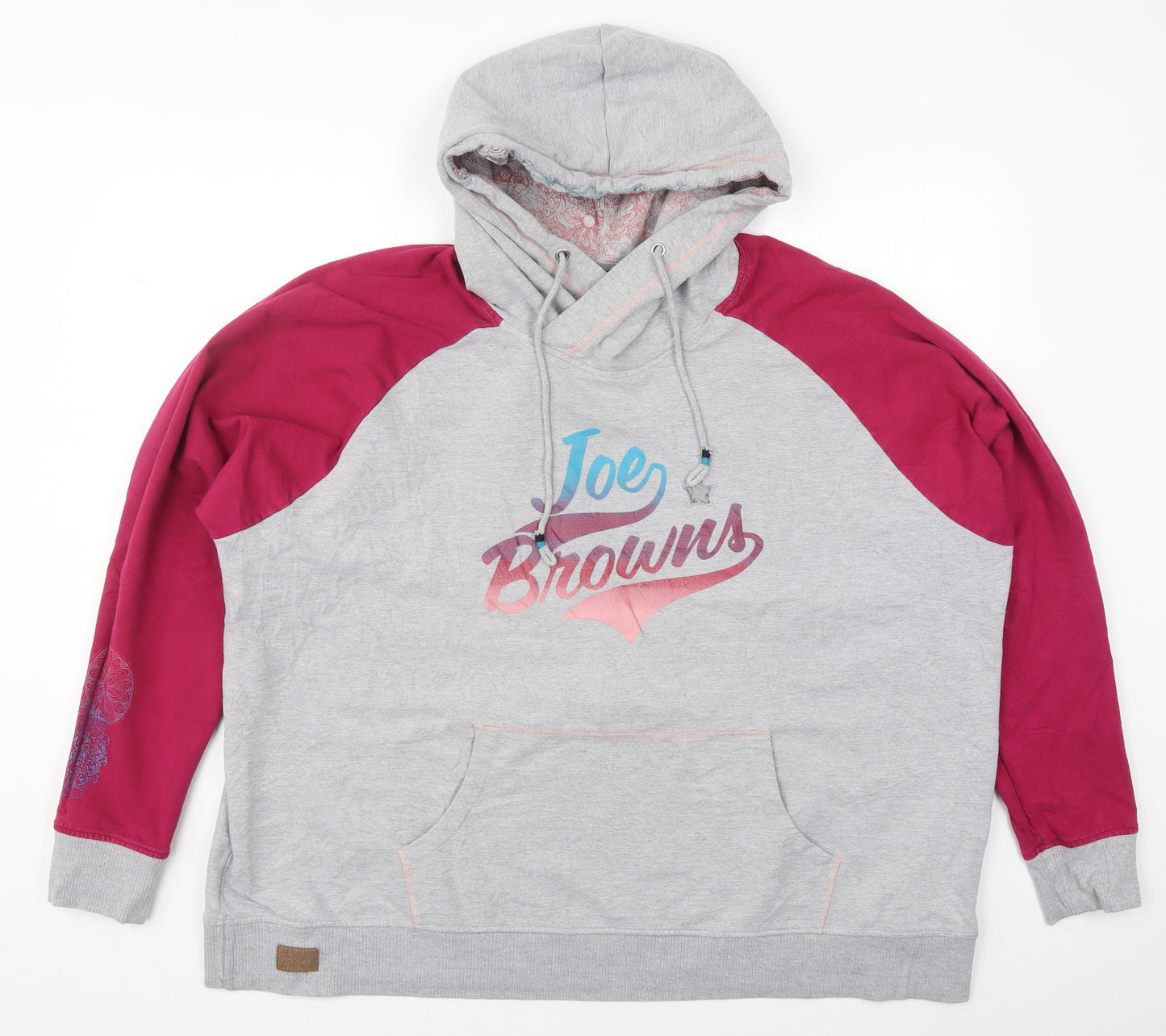 Joe Browns Womens Pink Colourblock Cotton Pullover Hoodie Size 32  Pullover