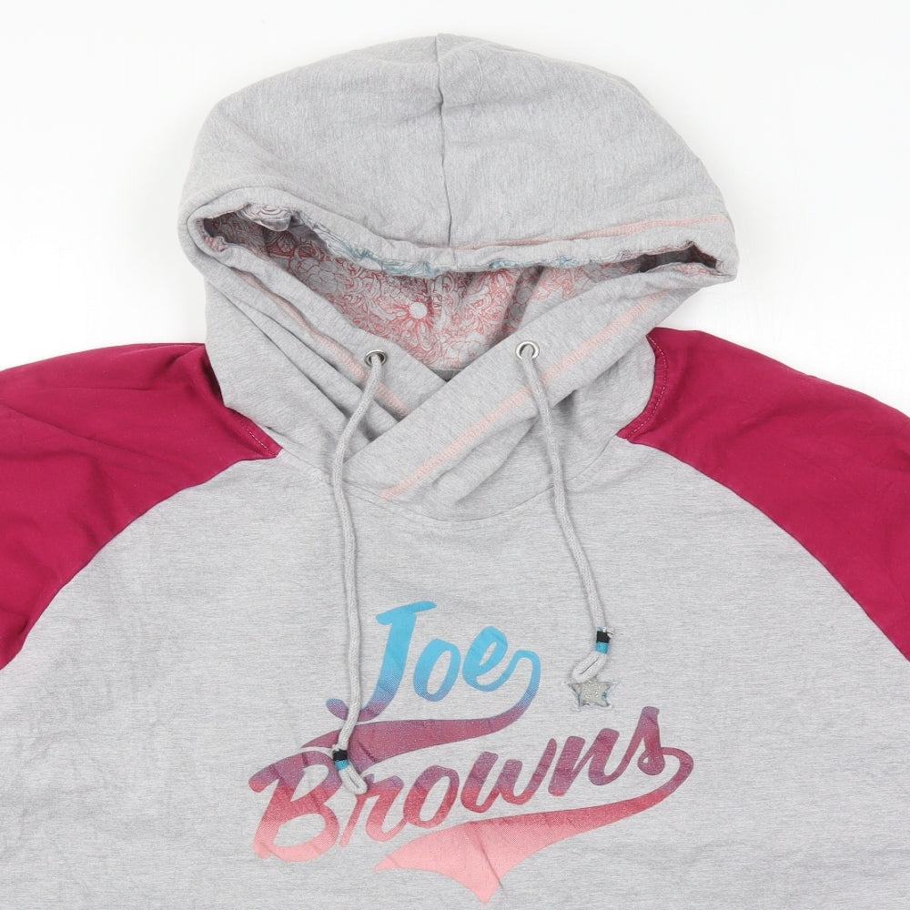 Joe Browns Womens Pink Colourblock Cotton Pullover Hoodie Size 32  Pullover