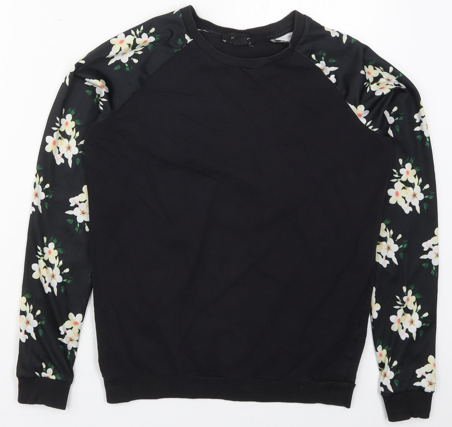 Atmosphere Womens Black Floral Polyester Pullover Sweatshirt Size 8  Pullover