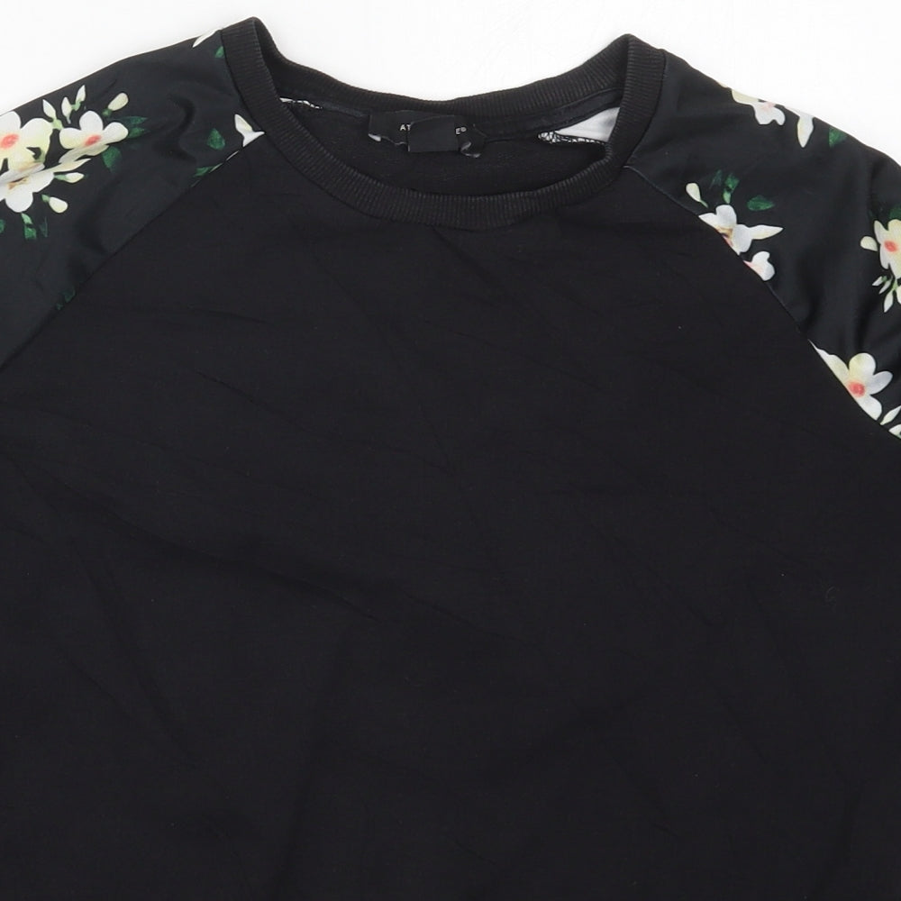 Atmosphere Womens Black Floral Polyester Pullover Sweatshirt Size 8  Pullover