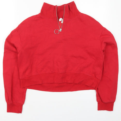 H&M Womens Red  Cotton Pullover Sweatshirt Size XS  Pullover