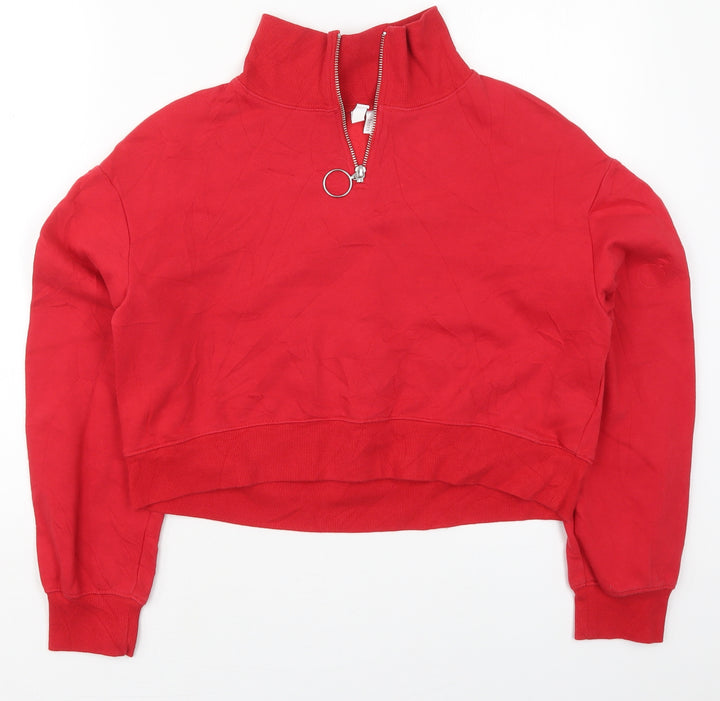 H&M Womens Red Cotton Pullover Sweatshirt Size XS Pullover