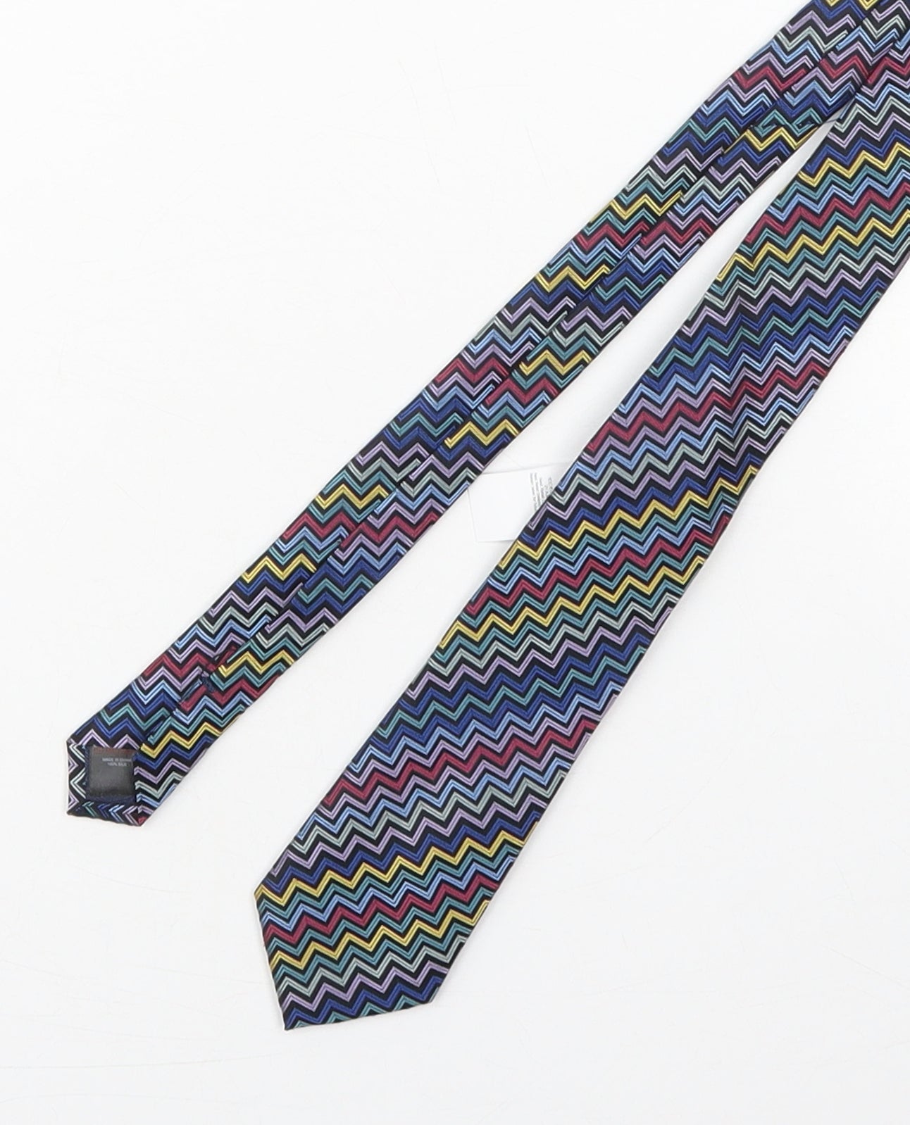 NEXT Mens Blue Geometric Silk Pointed Tie One Size