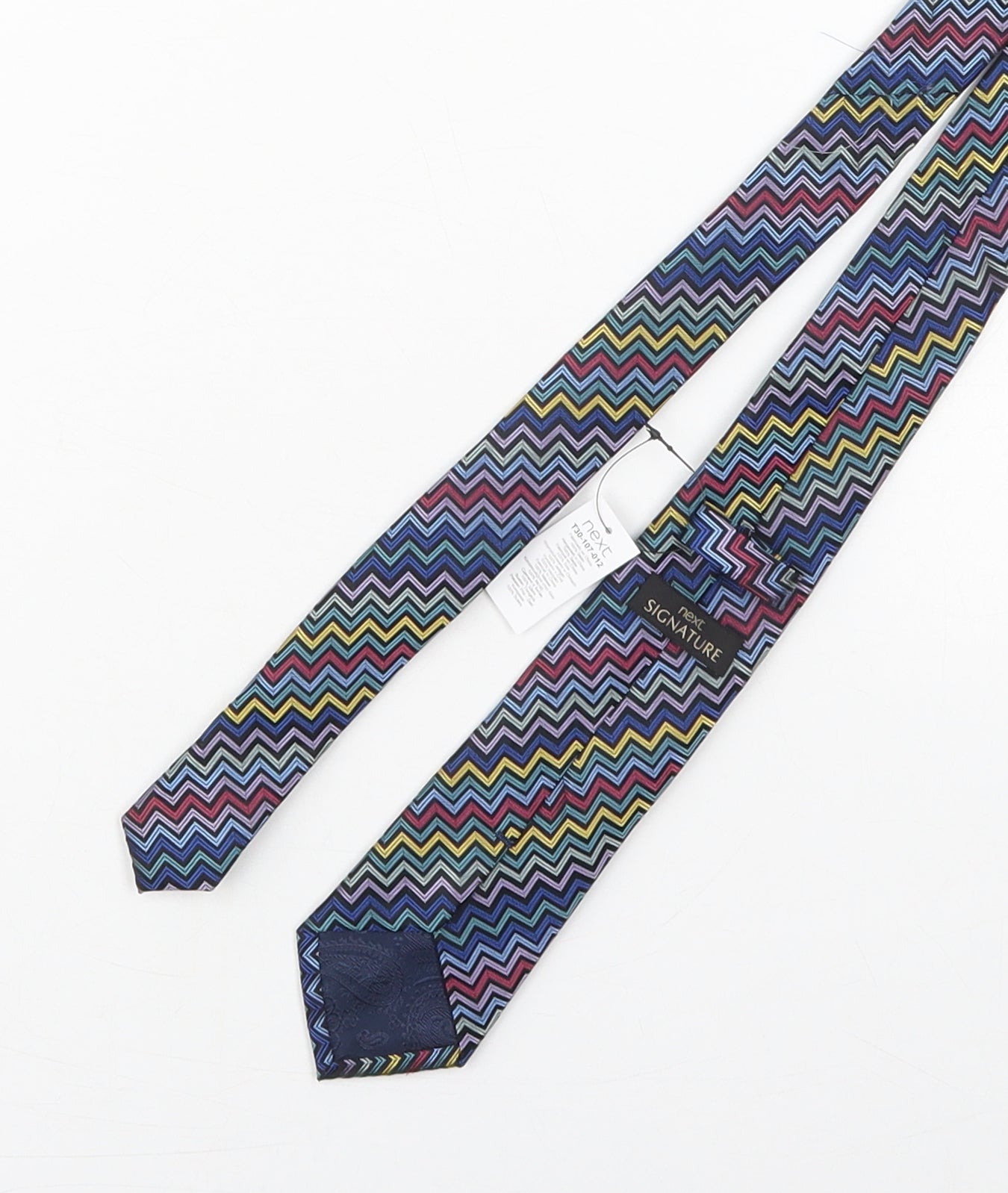 NEXT Mens Blue Geometric Silk Pointed Tie One Size